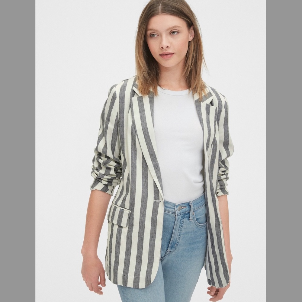 GAP Linen Striped Blazer